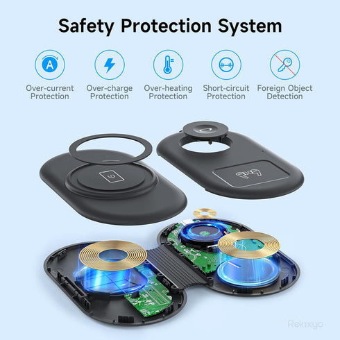 Wireless Charger 3 in 1, RELAXYO Travel Fast Wireless Charging Station for Apple, Compatible with iPhone 15 14 13 12 11 Pro/Max/XR, for iWatch 9/8...