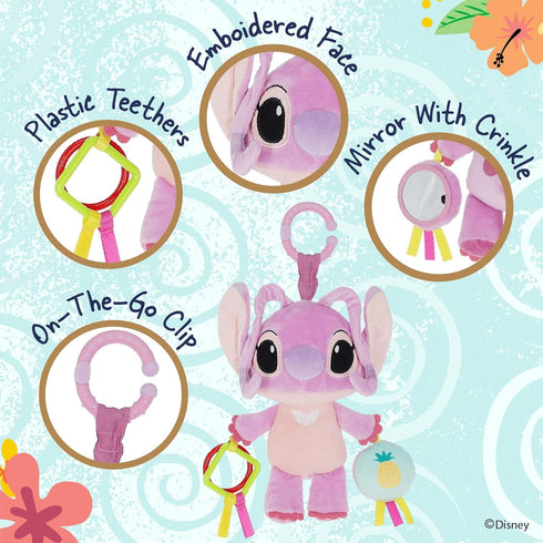 Kids Preferred Disney Baby Lilo and Stitch Angel On The Go Activity Toy with Teether Rings, On The Go Clip, Crinkle Texture, and Mirror...