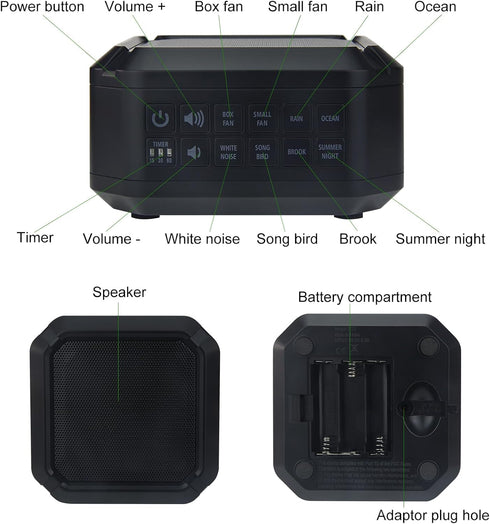 White Noise Machine, Sleep Sound Machine with 8 Natural Soothing Sounds, Volume Control & 3 Timers Setting, Memory Function Sound Machine for Baby...