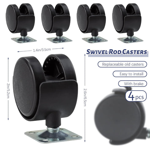 4 Pack 2 Inch Plastic Casters, Furniture Casters, Nylon Furniture Wheel Replacement, Nylon Plastic Swivel Plate Casters, Replacement Cart Casters ...