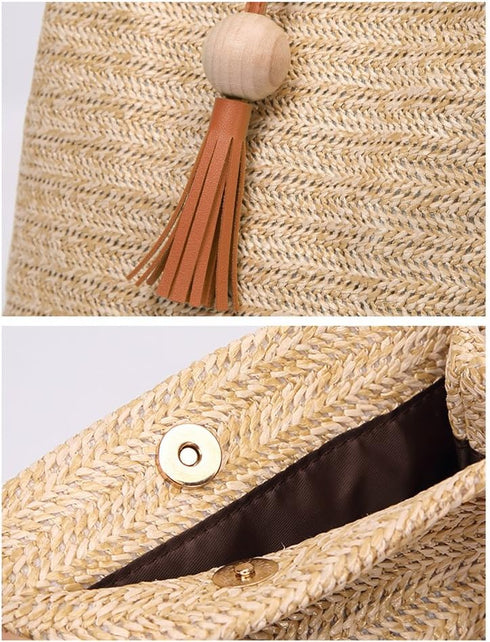 GL-Turelifes Round Summer Straw Bag Big Weave Handbags Beach Shoulder Bags Vocation Tote HandbagsTravel Bag for Women...