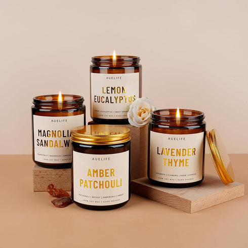Scented Candles for Home - Lavender & Thyme Scented Candle | Aromatherapy Candles, Soy Candles for Home Scented, 7oz Amber Jar Candles Gift for Wo...
