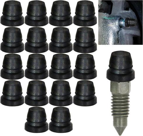 18PCS Black Brake Dust Cover, Rubber Dust Stem Cover, Grease Fitting Caps, Brake Caliper Bleeder Cap, Brake Bleeder Screw Cap, Rubber Dust Cover f...