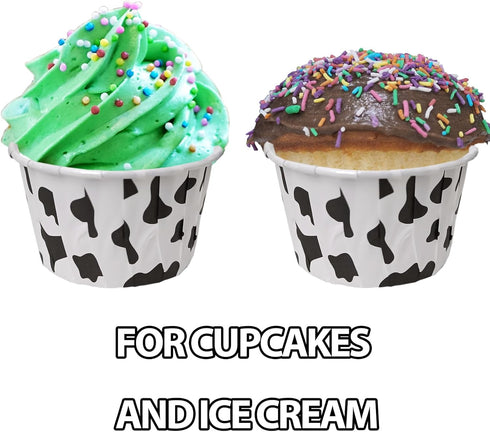 100 Pcs Cow Print Cupcake Liners Case Cow Baking Cups Cow Print Cupcake Wrappers Holders Ice Cream Cups Waterproof and Greaseproof for High Temper...