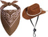 Dog Cowboy Hat Dog Cowboy Costume for Small Pet Dogs Cat Cowboy Hat with Bandana Scarf Set Party Accessories (Brown)...