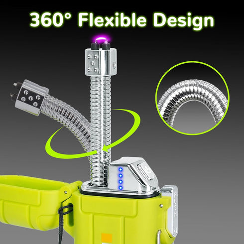 Waterproof Lighter Outdoor Flexible Neck Windproof USB Rechargeable Plasma Lighter Flashlight Flameless Electric Arc Lighter for Candle Camping Hi...