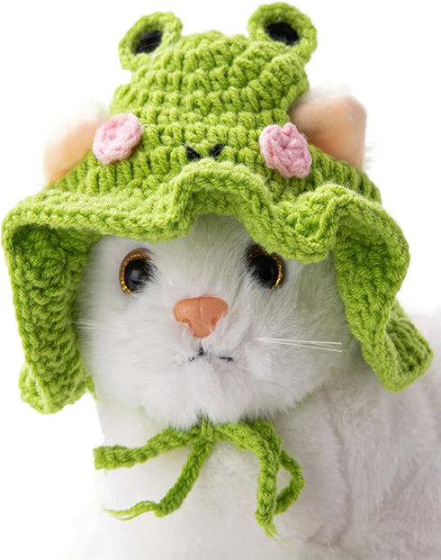 QWINEE Cartoon Design Knit Cute Dog Hat Soft Cat Hat Rabbit Hat Halloween Christmas Party Costume Head Wear Accessories for Puppy Cat Kitten Small...