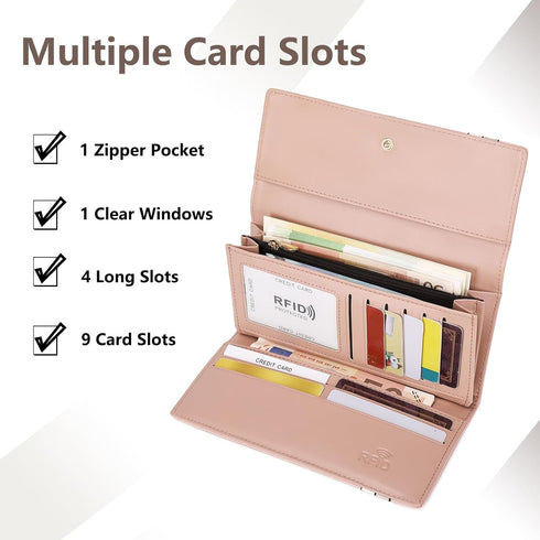 Pomelo Best Wallet Women, Womens Wallet, Wallet for Womens 2024, RFID Blocking Leather Wallet with Multiple Card Slots for Women, Beige...