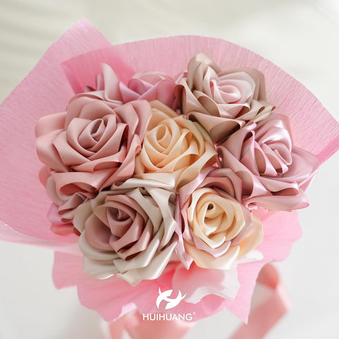HUIHUANG Rose Pink Ribbon 1-1/2" Dusty Rose/Rose Gold/Rose Pink/Rosy Mauve/Vanilla/Peach Satin Ribbons for Wedding Flower Bouquet Bows Bridal Gift...