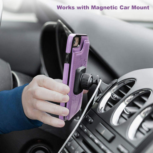 Vaburs Wallet Case for iPhone SE(2022) 5G/SE(2020)/7/8 with Card Holder, Embossed Butterfly Premium PU Leather Double Magnetic Buttons Flip Shockp...