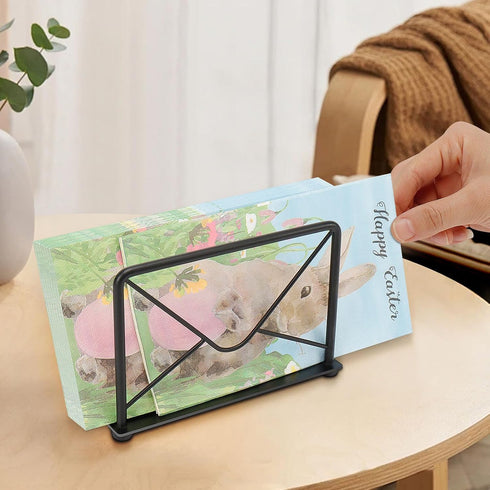 Modern Mail Holder for Home Office, Metal Letter Organizer Sorter for Desk, Cutout Mail Envelope Design, Bill Filling Paper Document Rack, Envelop...