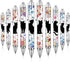 24 Pcs Black Cat Cute Ballpoint Pens Set Vintage Flowers Print Black Cat Pens Kawaii Kitty Pens Fancy Cute Supplies Accessories Writing Pens for C...