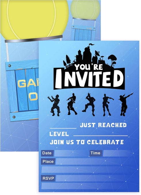 Yangmics Direct 30 Pack Gaming Party Invitations with Envelops - Video Game Invitations for Kids Boys - Video Game Party Supplies...