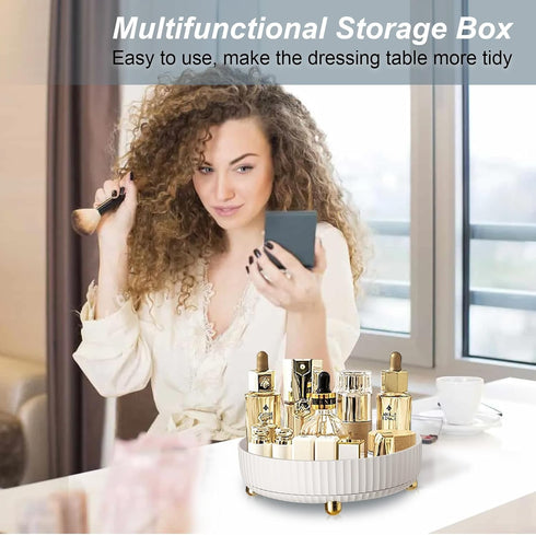 Makeup Perfume Organizer Cosmetic Tray, 360 Degree Rotating Makeup Organizer, Lazy Susan Large Capacity Cosmetic Desk Storage Lotions Display Case...