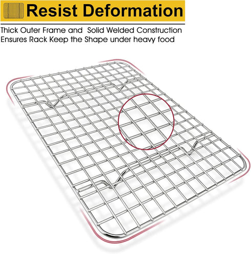 P&P CHEF 2-Pieces Small Cooling Baking Racks, Stainless Steel Grid Rack for Cooking Roasting Drying Grilling, 9.75'' x 7.5'' x 0.75'', Oven & Dish...