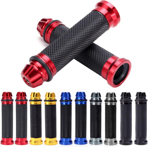 Universal 7/8" 22mm Motorcycle Handlebar Grips - Gel Rubber Compatible with Chopper, Cruiser, Street, Dirt Bike...
