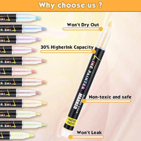 30 Colors Outline Marker Pen, 30 Pcs Double Line Metallic Marker Pens Set Paint Markers Pens Gift Card Writing Drawing Pens for Card Writing,Birth...