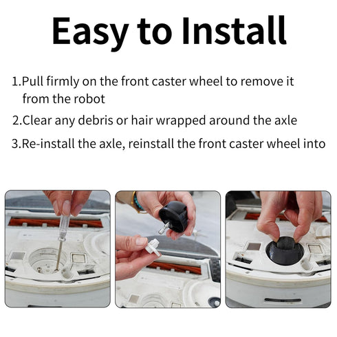 Front Caster Wheel Compatible with Robotock S7,S7+,S7 MaxV, S55 Max,S6 Pure,S6 MaxV,S8, S8+, S8 max Ultra Q5 Q7 Max Series Vacuum Cleaner Robot (4...