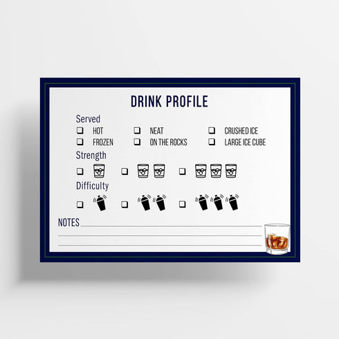 Cocktail Recipe Cards, 4x6 Inches, 50 Fill-in-the-Blank Cards for Recipe Box, Made in the USA (On The Rocks)...