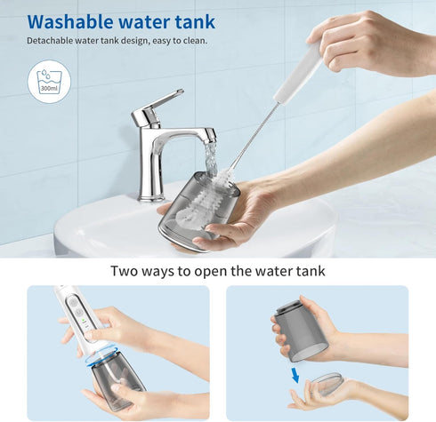 Water Dental flosser Cordless for Teeth Cleaning Mode Oral irrigator 300ML Braces, rechargeble Portable IPX7 Waterproof, White...