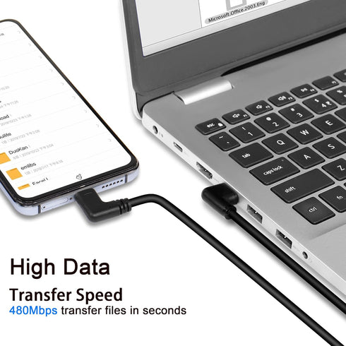 GELRHONR Right Left Angle USB Type C Cable, 90 Degree 18W Fast Charging USB A to USB C Cable (Black-Right-1M)...
