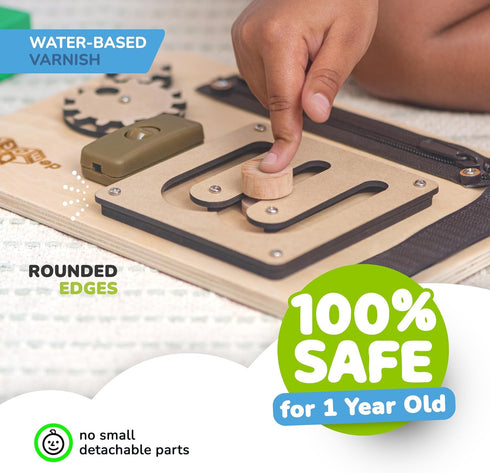 deMoca Busy Board for 1 Year Old, Sensory Toy for Toddlers, Montessori Travel Toys with Educational Activities for One Year Old and 2 Years Old, G...