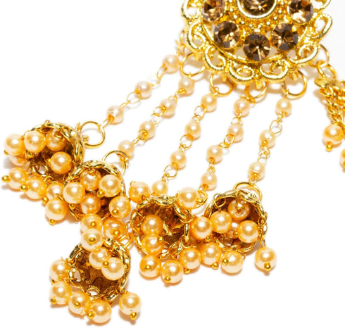 Bindhani Indian Bahubali Style Long Tassel With Multiple Small Jhumki Earring & Back Hair Chain For Women...