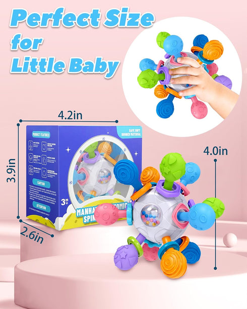 Baby Teething Toys for 0-6 6-12 Months Ages 0-2, Tummy Time Montessori Toys for Babies 0 3 6 9 12 18 Months, Newborn Infant Rattles Chew Sensory T...