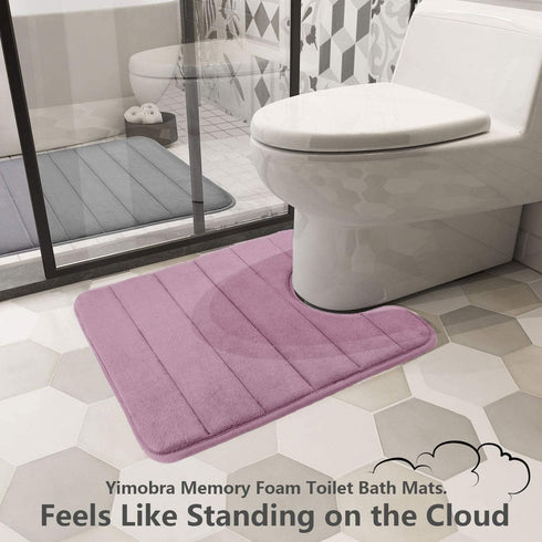Yimobra Memory Foam Toilet Bath Mat U-Shaped, 24 X 20 Inches,Soft and Comfortable, Super Water Absorption, Non-Slip, Machine Wash and Easier to Dr...