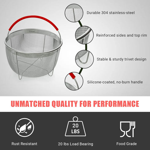 Original Salbree Steamer Basket for 6 qt quart Instant Pot Accessories, Stainless Steel Strainer and Insert fits IP Insta Pots, Instapot, Other Pr...