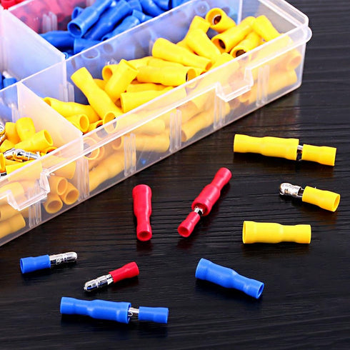 Glarks 300pcs 22-16 / 16-14 / 12-10 Gauge Insulated Quick Splice Female / Male Bullet Crimp Terminals Connectors Assortment Kit...