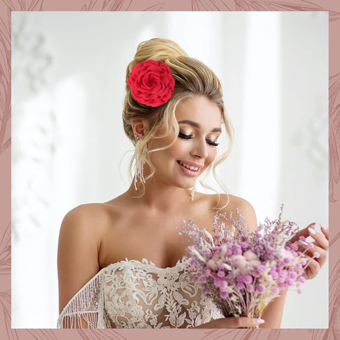 Dainty Red Camellia Flower Brooch for Women Ladies, Delicate Hair Pin for Wedding Party Dance Banquet Ceremony – Versatile Floral Accessory for Cl...