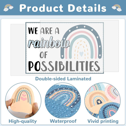 Boho Rainbow Bulletin Board Classroom Decoration Motivational Cutouts Positive Inspirational We are A Rainbow of Possibilities Blue Rainbow Bullet...