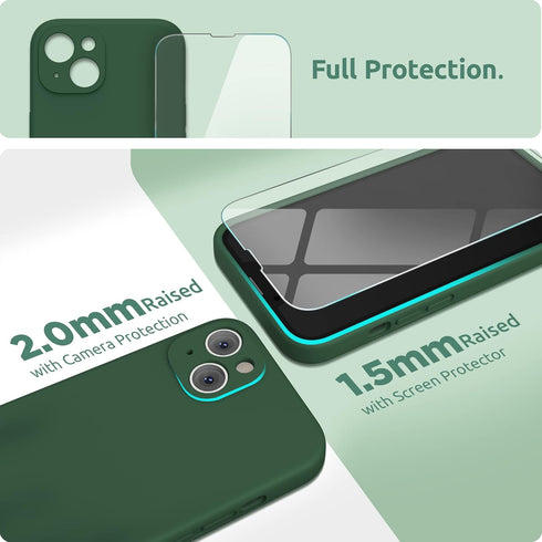SURPHY Compatible with iPhone 13 Mini Case with Screen Protector, (Camera Protection + Soft Microfiber Lining) Liquid Silicone Phone Case 5.4 inch...