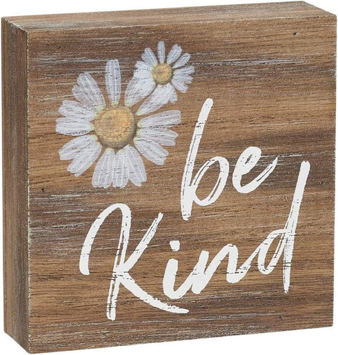 Be Kind' Inspirational Wood Grain Mini Block Sign, 3.5"...