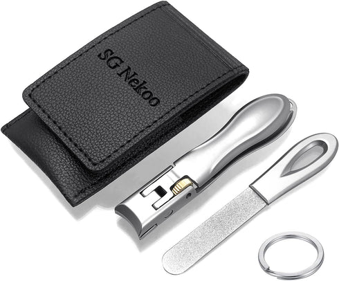 SGNEKOO Wide Jaw Opening Nail Clippers with Diamond Nail File Set, Safety Gear Lock Large for Hard/Thick Toenail,Heavy Duty Fingernail Cutter Trim...