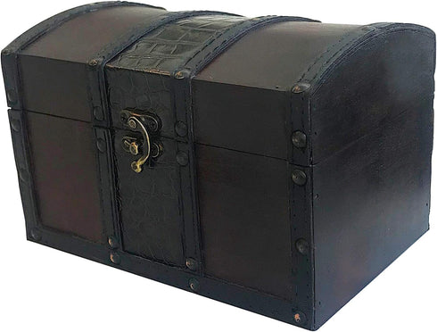 MAXFLO Handcrafted Wooden Treasure Chest Decorative Storage Box with Lock for Home Decor...