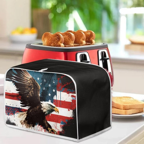 Bald Eagle Toaster Cover 4 Slice Wide Slot Small Appliance Covers Kitchen Decor Accessories Toaster Oven Cover Bread Maker Cover American Flag Pat...
