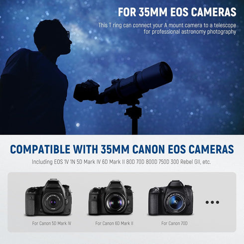 NEEWER T Ring with M42 Threads Compatible with 35mm Canon EOS Cameras & Telescopes, Lens Adapter Ring for EOS-1V 1N 5D Mark IV 6D Mark II 80D 70D ...