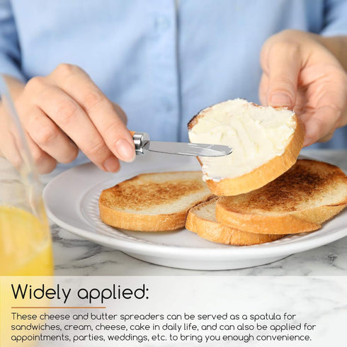 Patelai 15 Pieces Mini Butter Spreader Knife Bulk 4. 5 Inch Wide Blade Stainless Steel Knife with Wood Handle Multipurpose Cheese Butter Spreader ...