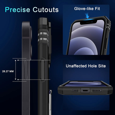 DEERLAMN for iPhone 12 Case,iPhone 12 Pro Case with Slide Camera Cover+Screen Protector(2 Packs),Rotated Ring Kickstand Military Grade Shockproof ...