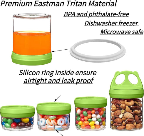 SELEWARE Portable Stackable Food Storage Containers for Snacks Formula Powder and Drinks Twist Lock System Airtight Leak-proof BPA and Phthalate F...