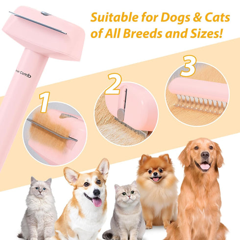 L&W BROS. 3-in-1 Cat Grooming Brush Set | Comb, Undercoat Rake, Double Sided Deshedding Tool for Long & Short Hair Dog Brush for Shedding Cat Hair...