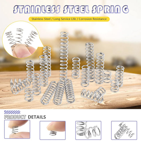 Swpeet 150Pcs 5 Sizes Compression Springs Assortment Kit, Mini Stainless Steel Extension Springs for Shop and Home Repairs, 0.39" to 1.97" Length,...