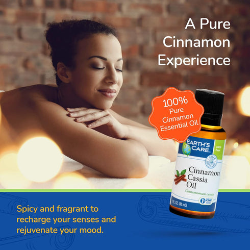 Earth's Care Cinnamon Cassia Oil - Cinnamon Essential Oil - 100% Pure Cinnamon Essential Oil for Diffuser - 1 Fl OZ (1 Bottle)...
