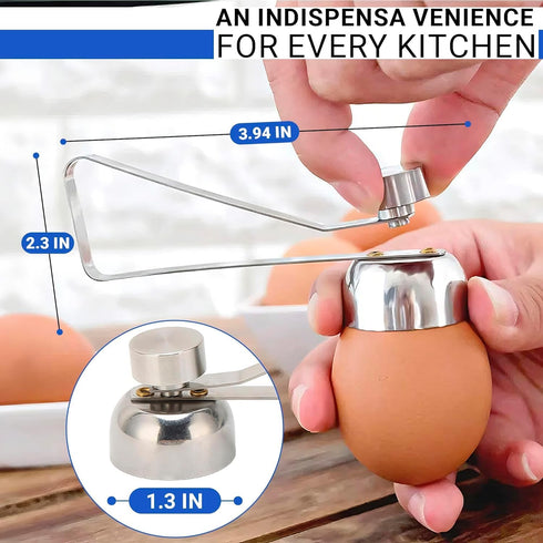 Egg Cracker Tool for Raw Eggs - Stainless Steel Egg Shell Opener Tool with Ergonomic Design, Adjustable Effort, Durable Build - Easy-to-Use, Suite...