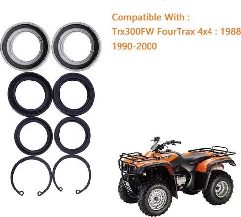 Wheel Bearing Fits for Honda FourTrax 300 4x4 1988-2000,Replaces # 91051-HC5-003 91051-HC5-004 2Pcs,Dust Seal (40X58X7) 2Pcs Oil Seal (38X50X7) 2P...