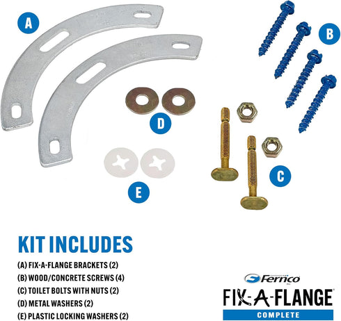 Fernco Fix-A-Flange Compete Universal Toilet Flange Water Closet Repair Kit...