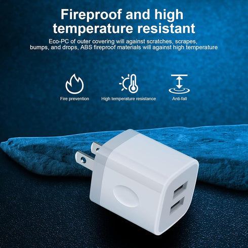 USB Wall Charger, Charging Cube,Sicodo 4Pack Dual Port Charing Block Plug in Cell Phone Charger Box Brick USB Power Adapter for iPhone 15 14 13 12...