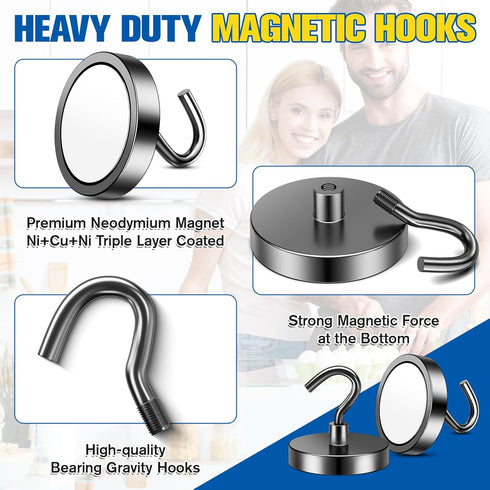 Grtard Magnetic Hooks Heavy Duty, 110 lbs Strong Magnet Hook for Cruise Cabins, Large Magnetic Hooks, Magnets with Hooks for Hanging, Cruise, Curt...